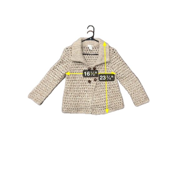 Charlotte Russe Open Knit Shawl Collar Sweater Cardigan Size S Beige Wool Blend - Picture 6 of 9